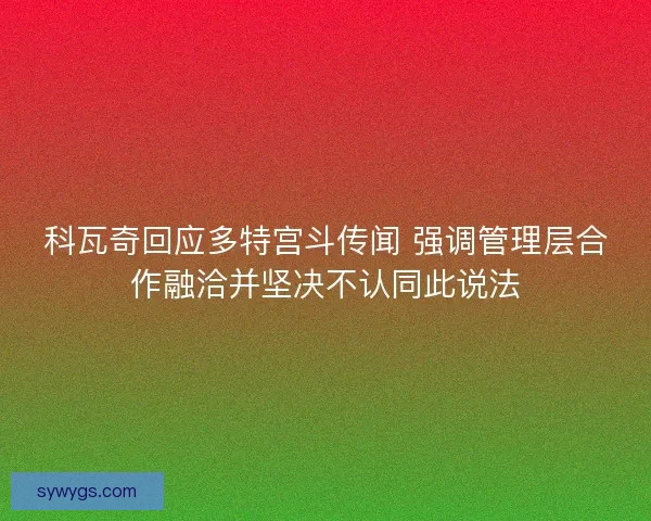 科瓦奇回应多特宫斗传闻 强调管理层合作融洽并坚决不认同此说法
