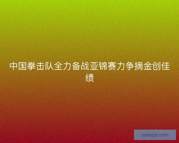 中国拳击队全力备战亚锦赛力争摘金创佳绩